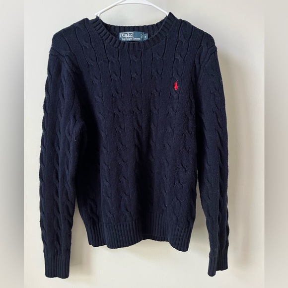 Polo Ralph Lauren Cable-Knit Cotton Jumper Sweater in Hunter Navy - Picture 6 of 12